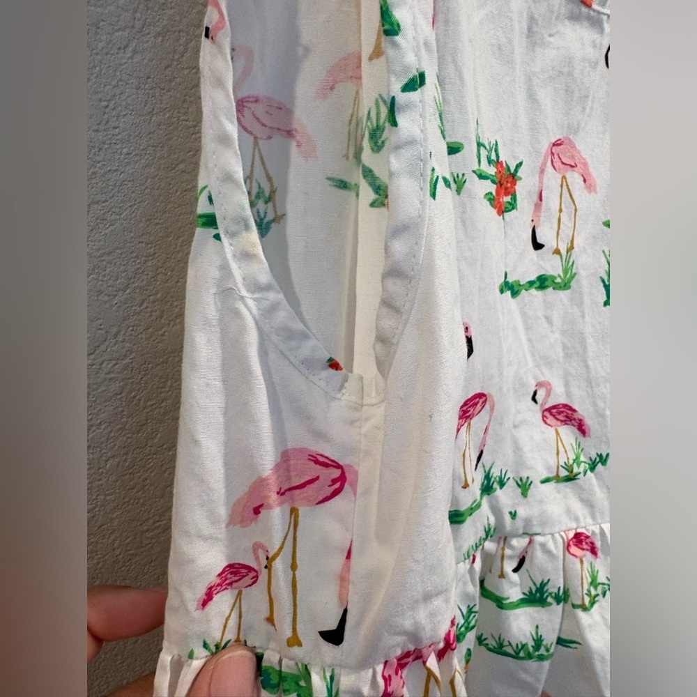 Smiling Button Flamingo Print Girls Dress Size 10 EUC Cotton Made in the USA - Picture 13 of 16